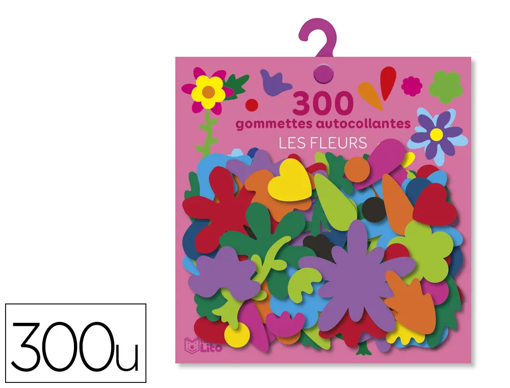 Gommette autocollante editions lito maternelle les fleurs 10 couleurs differentes sachet 300 unites