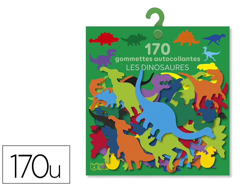 Gommette autocollante editions lito maternelle les dinosaures 10 couleurs differentes sachet 170 unites