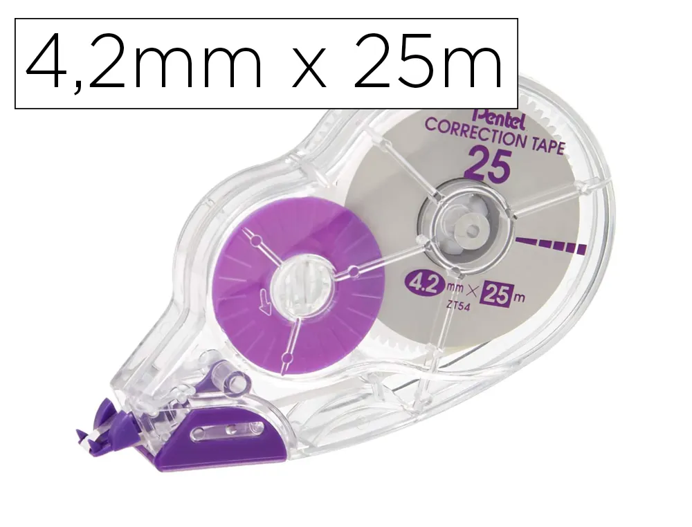 Correcteur pentel ruban format économique 4,2mmx25m capuchon protection forme ergonomique reecriture inmediate