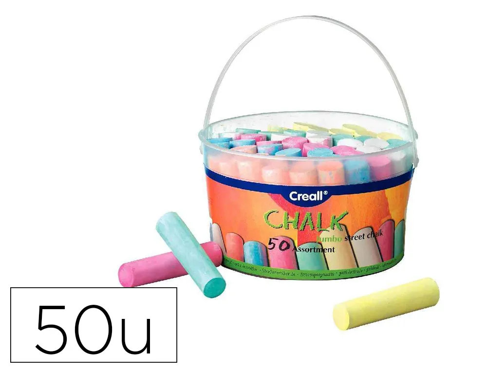 Craie trottoir o'color diametre 25mm longueur 105mm 6 coloris assortis seau 50 unites