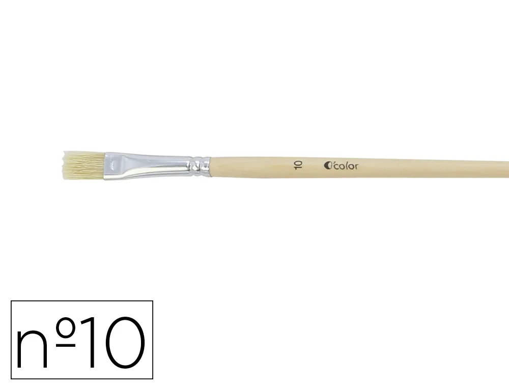 Brosse plate o'color poils soie porc nº10 virole aluminium manche bois naturel lot 10 unites