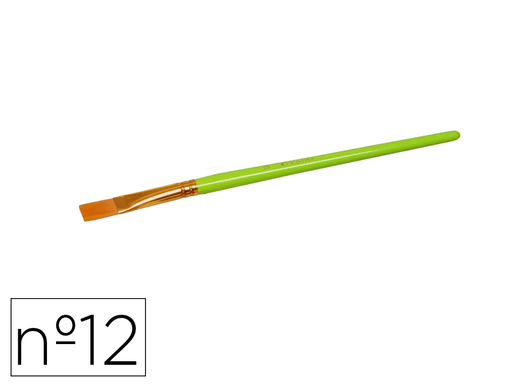 Brosse o'color poils synthetique nº12 nylon souples nerveux virole aluminium manche bois laque lot 10 unites
