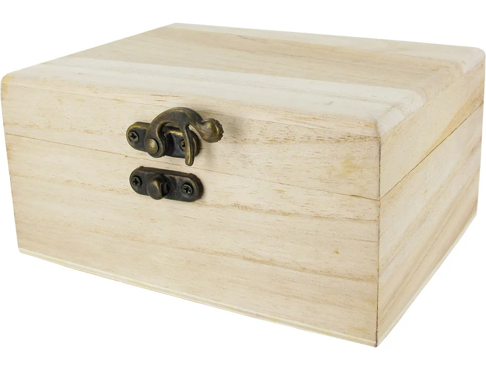 Boite a the o'color bois a decorer 2 compartiments fermeture loquet metal coloris naturel 14,5x11x7cm