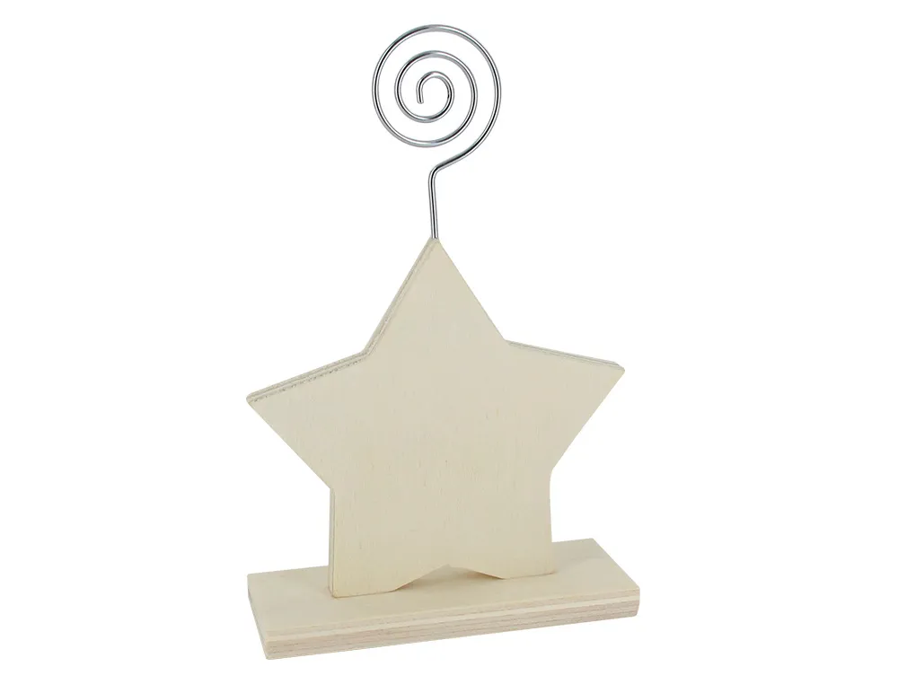 Porte-photos o'color bois a decorer forme etoile coloris naturel 9x14cm lot 6 unites