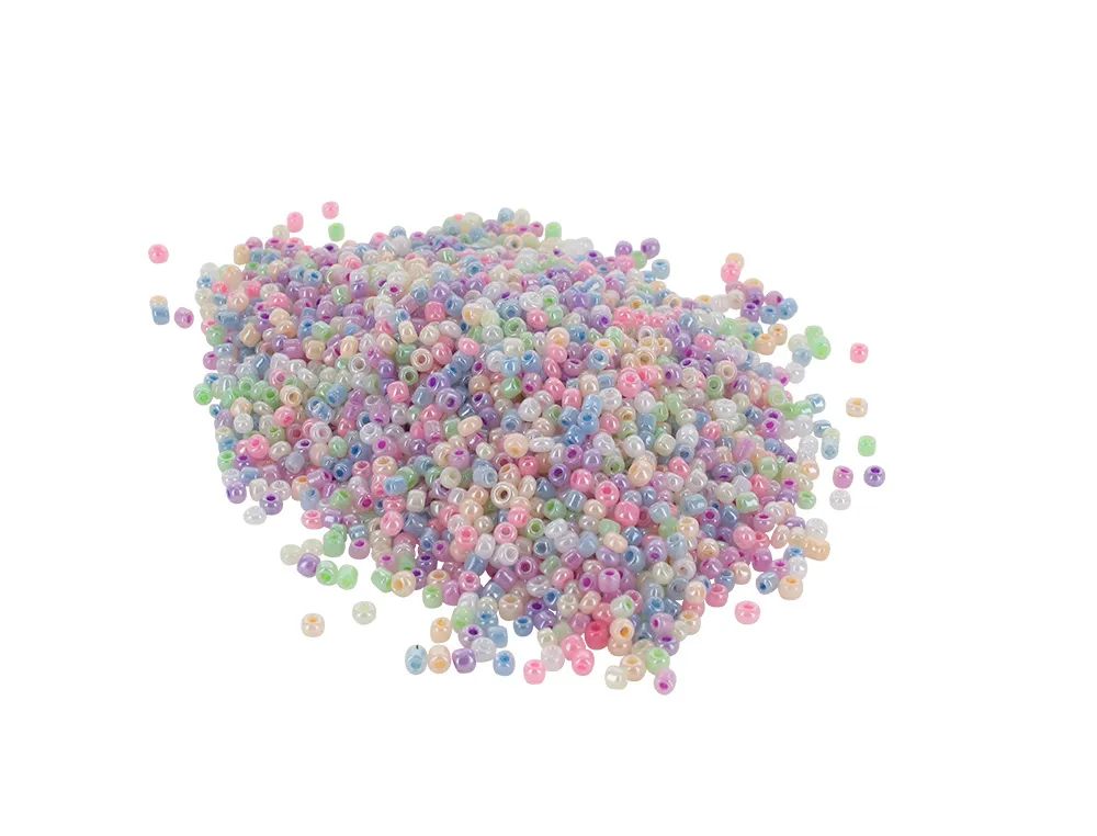 Perles rocailles o'color irisees diametre 2,5mm coloris assortis bocal 500gr