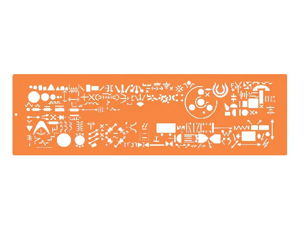 Normographe minerva nº9 trace symboles architectographe echelle 1/50 plastique coloris orange