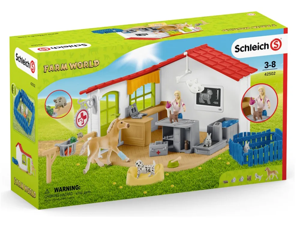 Boite de jeux schleich farm world clinique veterinaire avec animaux domestiques