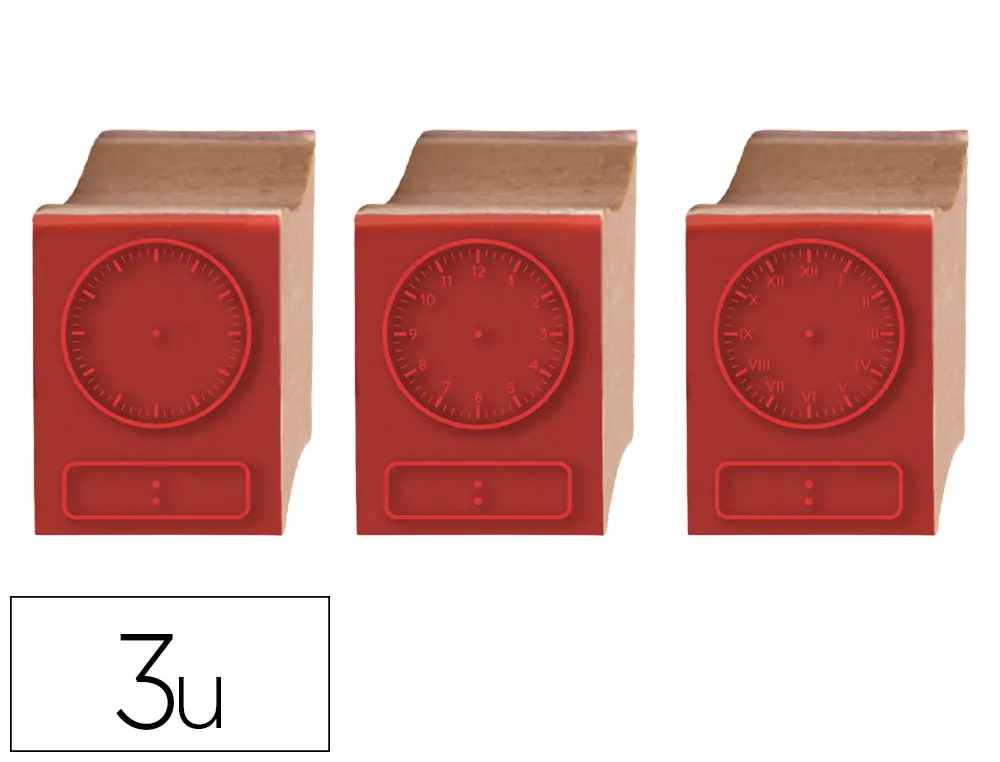 Tampons sodertex bois horloge pour apprendre lire heure sans chiffre chiffres 1/12 chiffres romains pack 3 unites