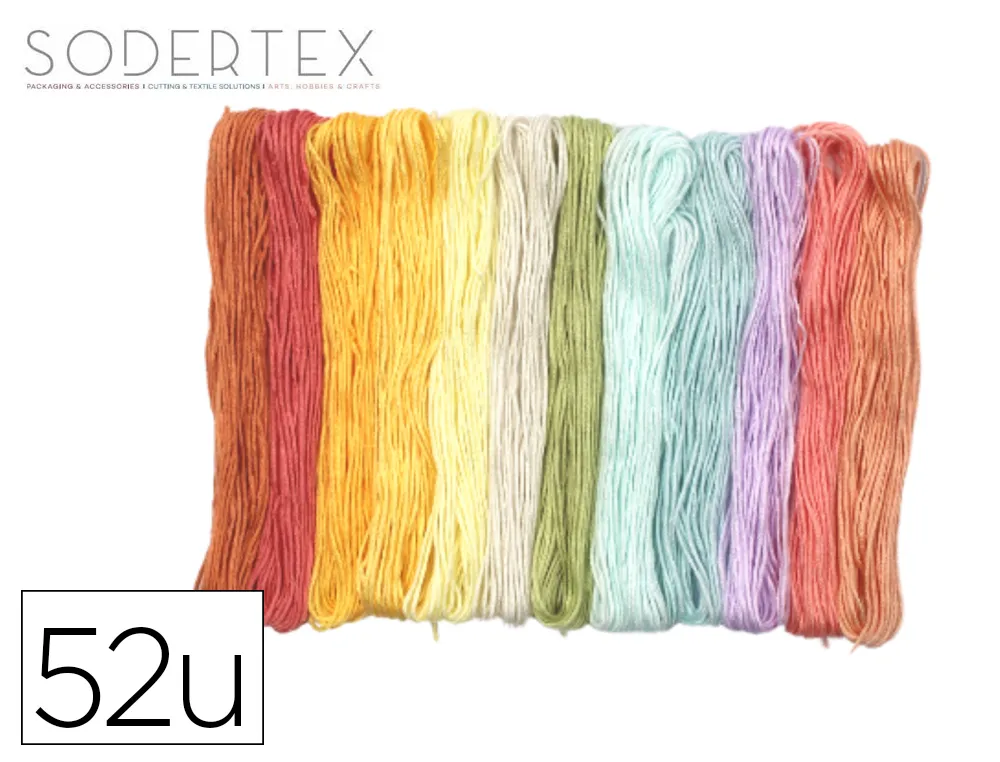 Fil sodertex broder/bracelets bresiliens 8m 13 coloris pastel assortis lot 52 unites