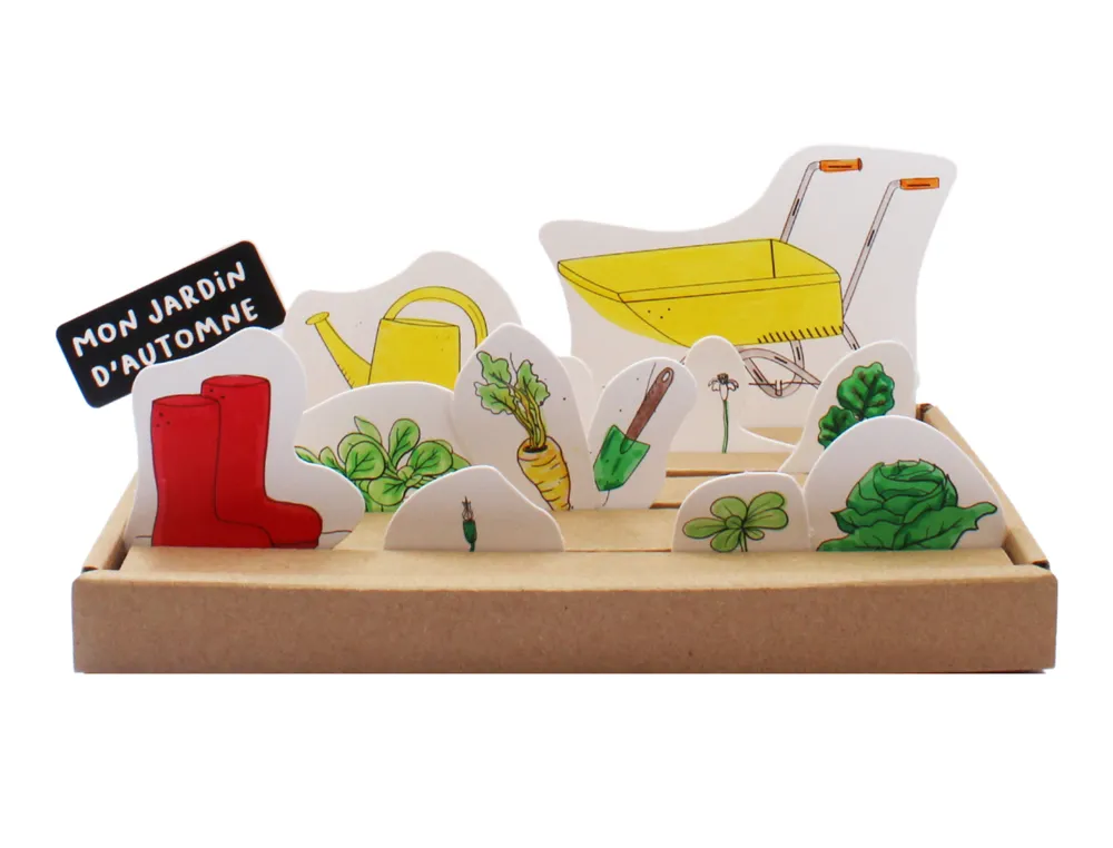 Mon jardin 4 saisons sodertex monter et colorier carton et papier 24x34,4cm 4 socles carton kraft + 7 planches
