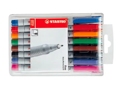 Stylo-feutre stabilo ohp pen soluble pointe fine 0.7mm multi-supports effaçable grip ergonomique pochette assortie 8u