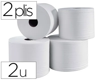 Essuie-mains coldis 2 plis 24x21cm ouate blanche écolabel contact alimentaire sans traitement chloré bobine lot de 2u