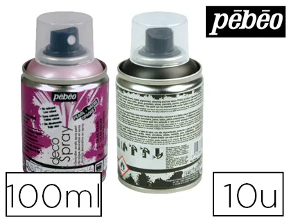Spray pébéo décospray peinture acrylique 100ml coloris assortis set de 10 unités