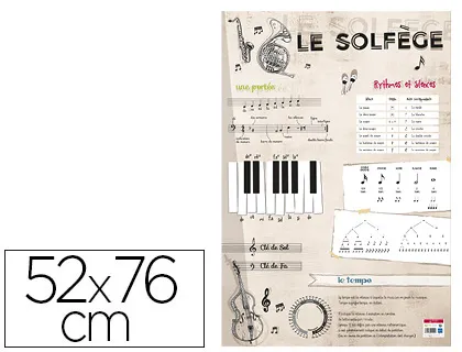 Poster bouchut grandrémy solfège 52x76cm 150g pelliculé effaçable à sec