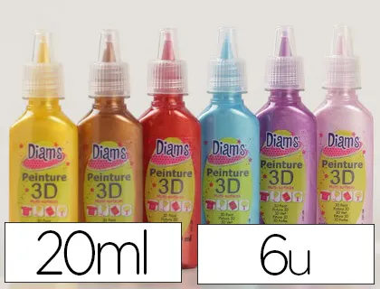 Peinture 3d oz international diams mini tubes total fashion tous supports 20ml coloris assortis kit de 6 unités