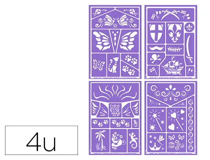 Pochoir maquillage oz international grim'tout set n.1 motifs papillon pirate conte de fée et jungle