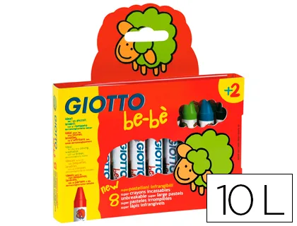 Crayon cire couleur giotto be-bè + 1 taille-crayon étui 10 unités