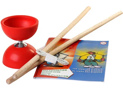 Diabolo plastico rototech small en caoutchouc avec baguettes + livret axe vissé diamètre 8,5cm hauteur 9,5cm