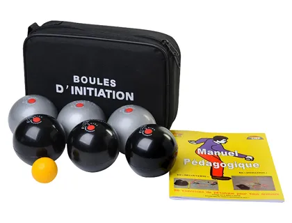 Boule de pétanque plastico rototech en pvc conforme fipjp/ciep diamètre 74mm 680g coloris noir/argent set de 6 unités