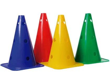 Cône plastico rototech rigide percé multifonction base ronde avec encoche hauteur