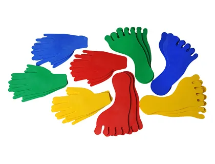 Empreinte mains et pieds plastico rototech souple 2x4 couleurs/formes lot 16 unités