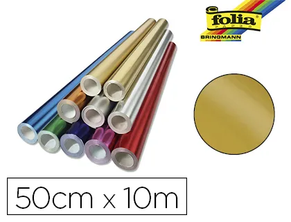 Rouleau papier folia métallisé uni 50cmx10m 1 face coloris or