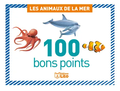 Bon point éditions lito les animaux de la mer texte pédagogique au verso 61x82mm boîte 100 unités