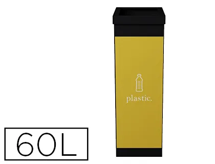 Corbeille paperflow tri sélectif plastique 60l polystyrène choc haute résistance robuste coloris noir/jaune