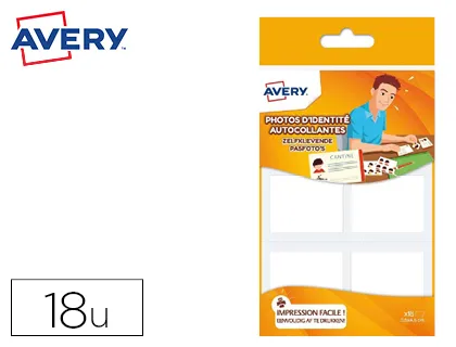 Étiquette photos d'identité avery autocollante carnets de correspondance licences cartes de bus 45x35mm sachet 18 unités