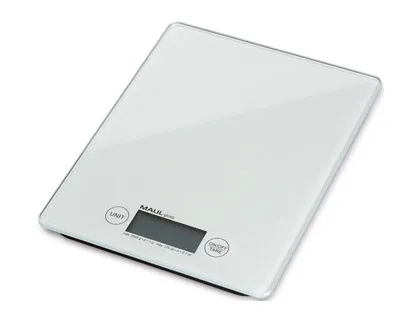 Pèse-lettres mauloval électronique à pile 2kg pile cr2032 fournie diamètre plateau 120mm dimensions 180x120x30mm blanc