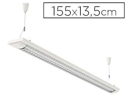 Plafonnier maulline basse consommation classe a 2x58w cordon 2.5m corps en métal thermolaqué blanc 1550mm