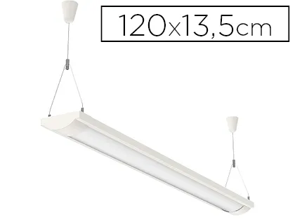 Plafonnier mauléco led basse consommation classe a+ 46w cordon 2.5m corps en métal thermolaqué blanc 1195mm