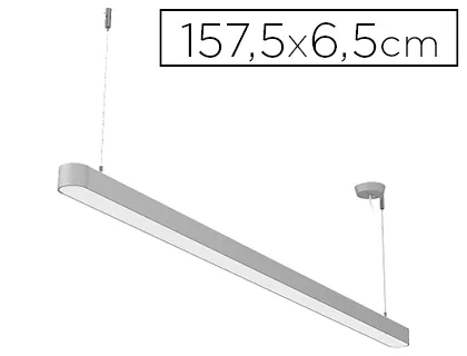 Plafonnier maulstraight led basse consommation cordon 2.5m classe a+ 45w corps aluminium argenté 1575mm