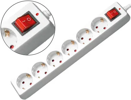 Multiprise mediarange parafoudre 6 prises interrupteur on/off sécurité enfant longueur cordon 1.4m