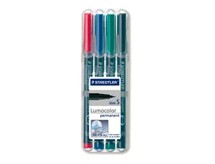 Stylo-feutre staedtler lumocolor permanent pointe extra fine multi-supports séchage immédiat résistant eau pochette 4u