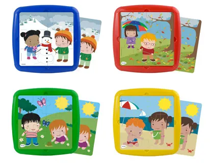 Puzzle miniland les saisons set de 4 unités 12 pièces