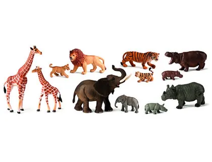Jeu miniland animaux de la jungle avec petits 12 figurines