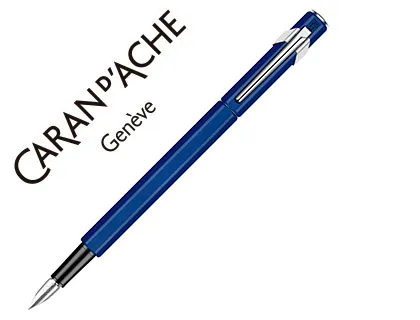 Stylo-plume caran d'ache 840 pop line corps aluminium plume moyenne coloris bleu étui
