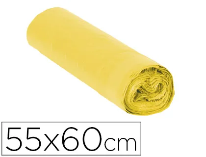 Sac poubelle domestique 55x60cm liens coulissants calibre 120 capacité 23l coloris jaune rouleau 15 unités
