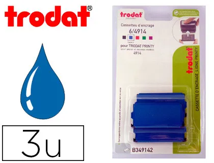 Recharge tampon trodat 4914/4912t/4952/4992 bleu blister de 3 unites