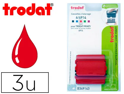 Recharge tampon trodat 4914 rouge blister 3 unités