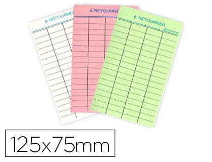 Fiche bibliothèque elve bristol à retourner 180g format 125x75mm paquet 100 unités coloris vert