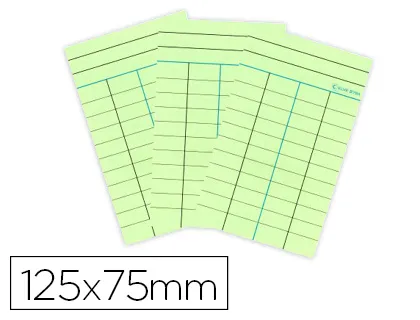 Fiche bibliothèque elve bristol 4 colonnes 180g format 125x75mm paquet 100 unités coloris vert