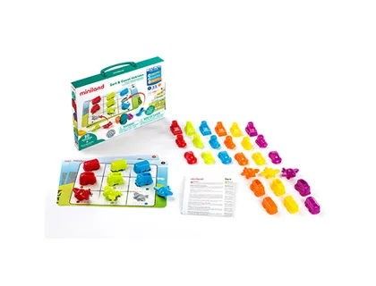 Jeu miniland trie et compte les véhicules contient 1 guide didactique 36 véhicules 12 fiches activités