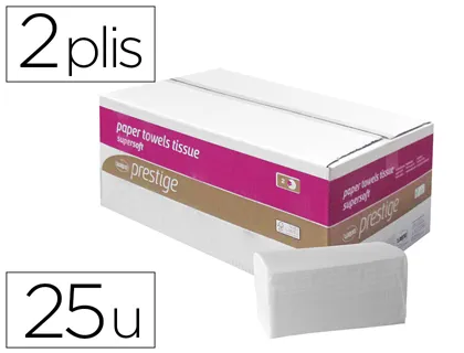 Essuie-mains cellulose haut de gamme 150 feuilles 2 plis 23x24cm paquet 25 unités