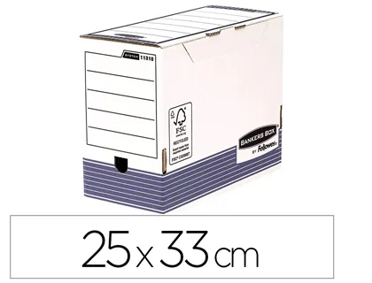 Boîte archives fellowes bankers box carton recyclé 25x33cm dos 15cm lot 10 unités