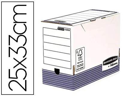 Boîte archives fellowes bankers box carton recyclé 25x33cm dos 10cm coloris gris/blanc lot 10 unités