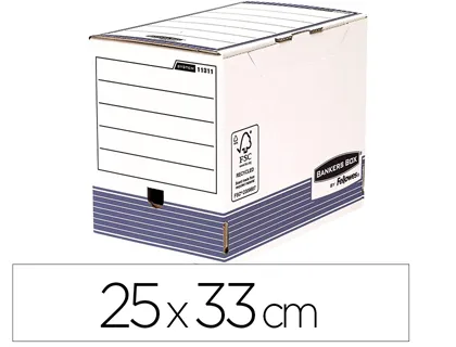 Boîte archives fellowes bankers box carton recyclé 25x33cm dos 20cm lot 10 unités