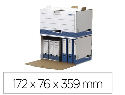 Conteneur fellowes frontal system carton ondulé capacité 6 boîtes archives 80mm ouverture frontale