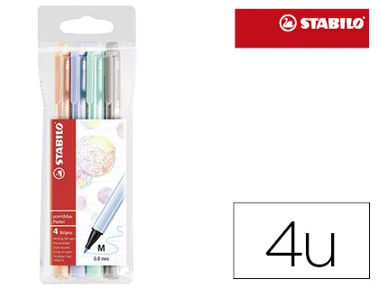 Stylo-feutre stabilo pointmax pointe nylon moyenne tracé 0.8mm coloris pastel pochette 4 unités